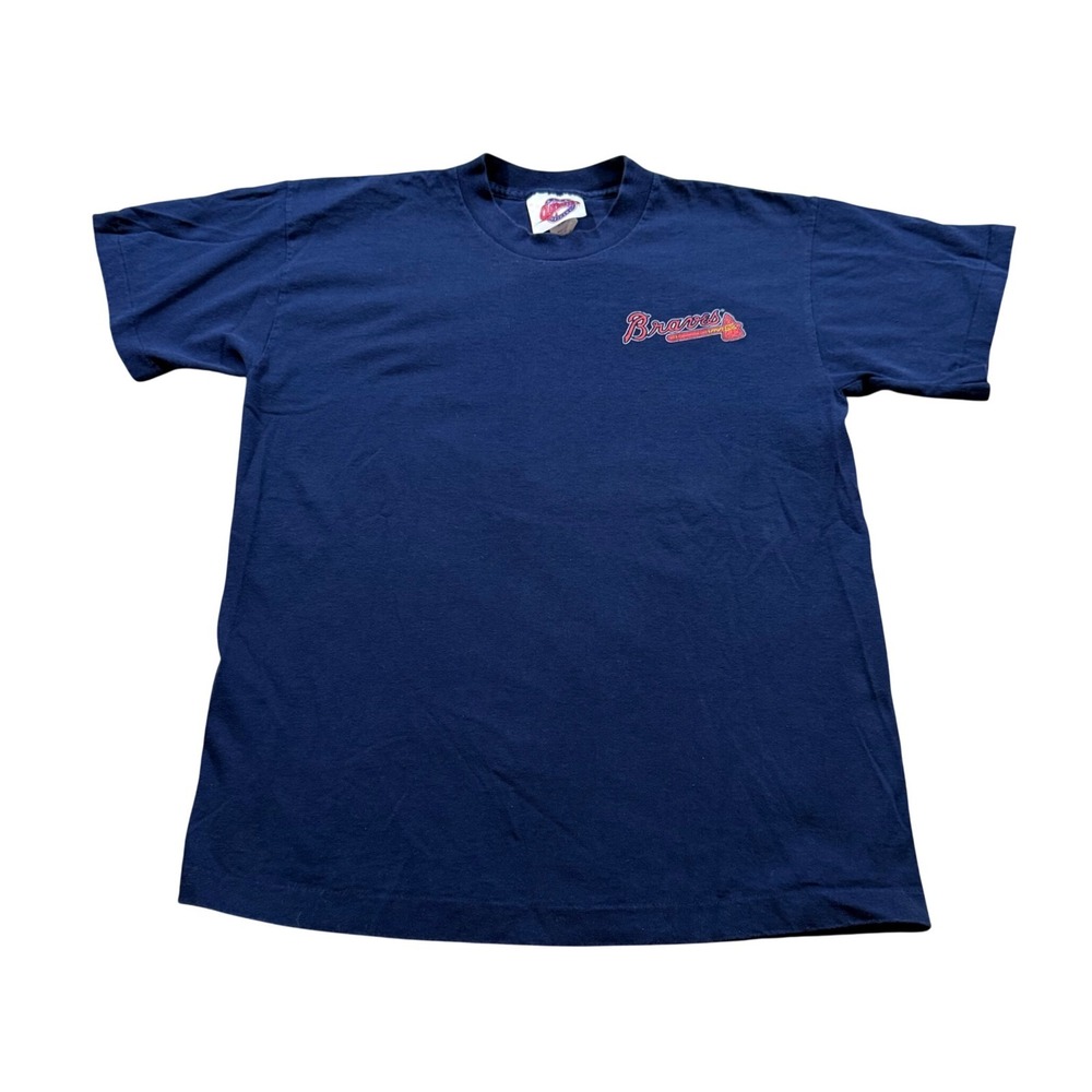 Vintage Nutmeg Atlanta Braves Single Stitch Shirt Navy Blue 1997 MLB Graphic S